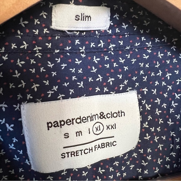 Paper Denim & Cloth Men’s Navy Blue Dotted Button Front Shirt, Size XL - Picture 5 of 9